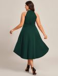 Halterneck Fashion Knee-Length A-Line Wedding Guest Dress – Dark Green