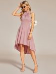 Halterneck Fashion Knee-Length A-Line Wedding Guest Dress – Dusty Rose