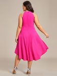 Halterneck Fashion Knee-Length A-Line Wedding Guest Dress – Hot Pink