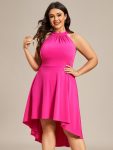 Halterneck Fashion Knee-Length A-Line Wedding Guest Dress – Hot Pink