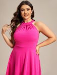 Halterneck Fashion Knee-Length A-Line Wedding Guest Dress – Hot Pink