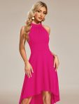 Halterneck Fashion Knee-Length A-Line Wedding Guest Dress – Hot Pink