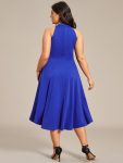 Halterneck Fashion Knee-Length A-Line Wedding Guest Dress – Sapphire Blue