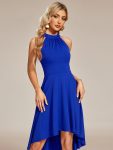 Halterneck Fashion Knee-Length A-Line Wedding Guest Dress – Sapphire Blue