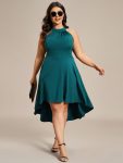 Halterneck Fashion Knee-Length A-Line Wedding Guest Dress – Teal