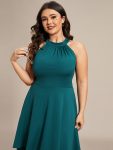 Halterneck Fashion Knee-Length A-Line Wedding Guest Dress – Teal