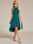 Halterneck Fashion Knee-Length A-Line Wedding Guest Dress – Teal