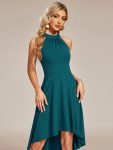 Halterneck Fashion Knee-Length A-Line Wedding Guest Dress – Teal