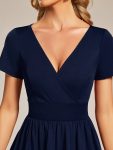 V-Neck Short Sleeves A-Line Mini Summer 2024 Casual Dress – Navy Blue