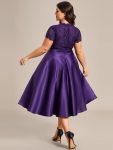 Plus Size V-neck Lace Bodice A-line Cocktail Dress with Pockets – Dark Purple