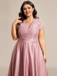 Romantic V-neck Lace Bodice Wedding Guest Dress with Pockets – Purple Orchid