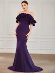 Off the Shoulder A Line Mermaid Maxi Evening Gown – Dark Purple