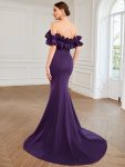 Off the Shoulder A Line Mermaid Maxi Evening Gown – Dark Purple