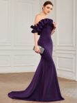 Off the Shoulder A Line Mermaid Maxi Evening Gown – Dark Purple