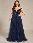 Plus Size Long Sequin Special Occasion Dresses – Navy Blue