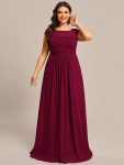 Plus Size Empire Waist Lace Bodice Evening Dress – Burgundy