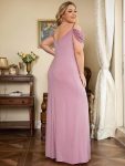 Plus Size V-Neck Cold Shoulder Floor-Length Evening Dress – Purple Orchid