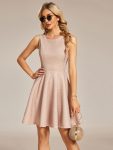 Glitter Round Neckline Sleeveless Short Homecoming Dress – Blush