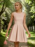 Glitter Round Neckline Sleeveless Short Homecoming Dress – Blush