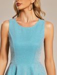 Glitter Round Neckline Sleeveless Short Homecoming Dress – Dusty Blue