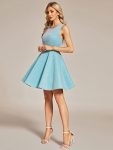 Glitter Round Neckline Sleeveless Short Homecoming Dress – Dusty Blue