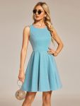 Glitter Round Neckline Sleeveless Short Homecoming Dress – Dusty Blue