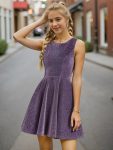 Glitter Round Neckline Sleeveless Short Homecoming Dress - Dark Purple