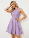 Glitter Round Neckline Sleeveless Short Homecoming Dress – Lavender