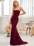 Simple Strapless Mermaid Eloping Dress for Wedding – Burgundy