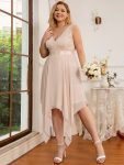 Plus Size Asymmetrical-hem Sleeveless Prom Lace Dress for Women – Blush