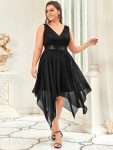 Plus Size Stunning V Neck Prom Lace Dress for Women – Black