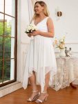 Plus Size Stunning V Neck Prom Lace Dress for Women – Cream