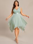 Plus Size Stunning V Neck Prom Lace Dress for Women – Mint Green