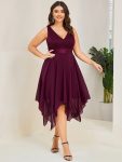 Plus Size Asymmetrical-hem Sleeveless Prom Lace Dress for Women - Mulberry