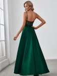 Sparkly Bodice High Low Prom Dresses for Women – Dark Green