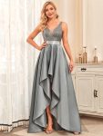 Sparkly Bodice High Low Prom Dresses for Women – Grey