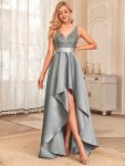 Sparkly Bodice High Low Prom Dresses for Women – Grey