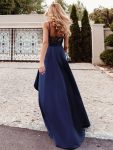 Sparkly Bodice High Low Prom Dresses for Women – Navy Blue