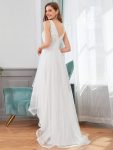 Fashion Sequin Appliques High-Low Tulle Elopement Dress for Wedding – Cream