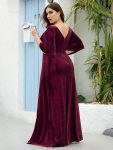 Vintage Plus Size Velvet Maxi Evening Dress – Burgundy