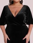 Vintage Plus Size Velvet Maxi Evening Dress – Black