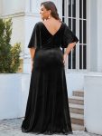 Vintage Plus Size Velvet Maxi Evening Dress – Black