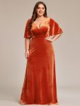 Vintage Plus Size Velvet Maxi Evening Dress – Burnt Orange