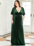 Vintage Plus Size Velvet Maxi Evening Dress – Dark Green