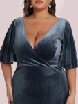 Vintage Plus Size Velvet Maxi Evening Dress – Dusty Navy