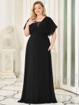 Plus Size Empire Waist Chiffon Formal Maxi Evening Dress – Black