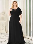 Plus Size Empire Waist Chiffon Formal Maxi Evening Dress – Black