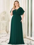 Plus Size Empire Waist Chiffon Formal Maxi Evening Dress – Dark Green