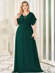 Plus Size Empire Waist Chiffon Formal Maxi Evening Dress – Dark Green