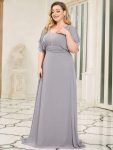 Plus Size Empire Waist Chiffon Formal Maxi Evening Dress – Grey